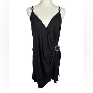 Black Draped Dress with Gold Ring Detail Size S